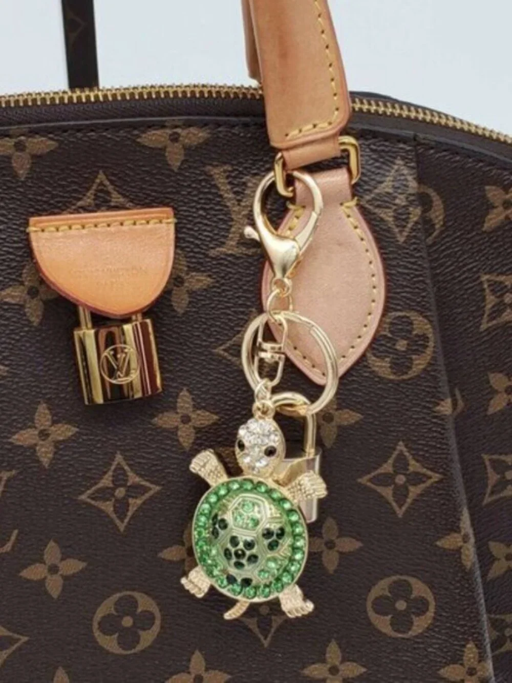 LV Gold Padlock 🔑 Authentic Louis Vuitton Charm + Unbranded Turtle Keychain